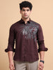 Men's Coffee Cotton Blend Full Sleeve Printed Shirt – Premium Party & Casual Wear