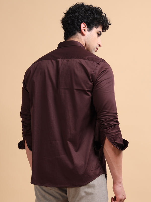 Men's Coffee Cotton Blend Full Sleeve Printed Shirt – Premium Party & Casual Wear