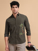 Men’s Mehandi Cotton Blend Full Hand Embroidered Shirt – Premium Casual Wear