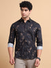 Men's Khaki Cotton Blend Full Sleeve Printed Shirt – Premium Casual Wear