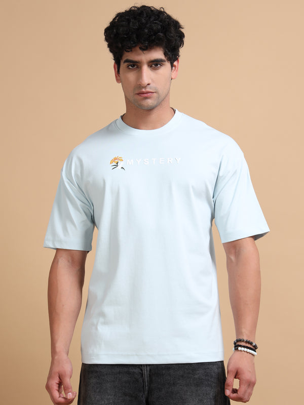 Men's Sky Cotton Blend Oversized Graphic T-Shirt – Hummingbird Back Print | Premium Streetwear