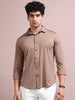 Men's Beige Cotton Blend Full Sleeve Striped Shirt – Premium Casual & Office Wear