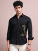 Men's Black Cotton Blend Full Hand Embroidered Shirt – Premium Casual Wear