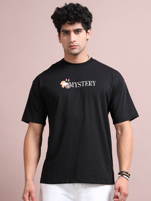 Men's Black Cotton Blend Oversized Graphic T-Shirt – Tiger Back Print | Premium Streetwear