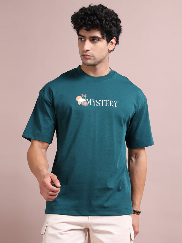 Men's B Green Cotton Blend Oversized Graphic T-Shirt – Tiger Back Print | Premium Streetwear