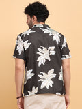 Premium Men’s Black Floral Resort Shirt – Relaxed Fit Cuban Collar Summer Hawaiian Shirt