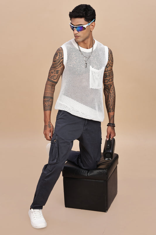 Tactical Street Luxe Cargo – Embroidered & Lace Panel Edition CHARCOL GRAY