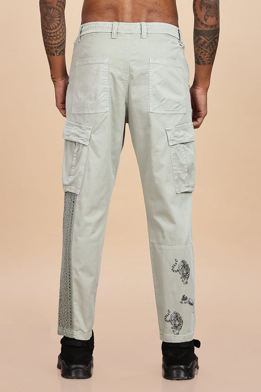 Tactical Street Luxe Cargo – Embroidered & Lace Panel Edition SAGE GREEN