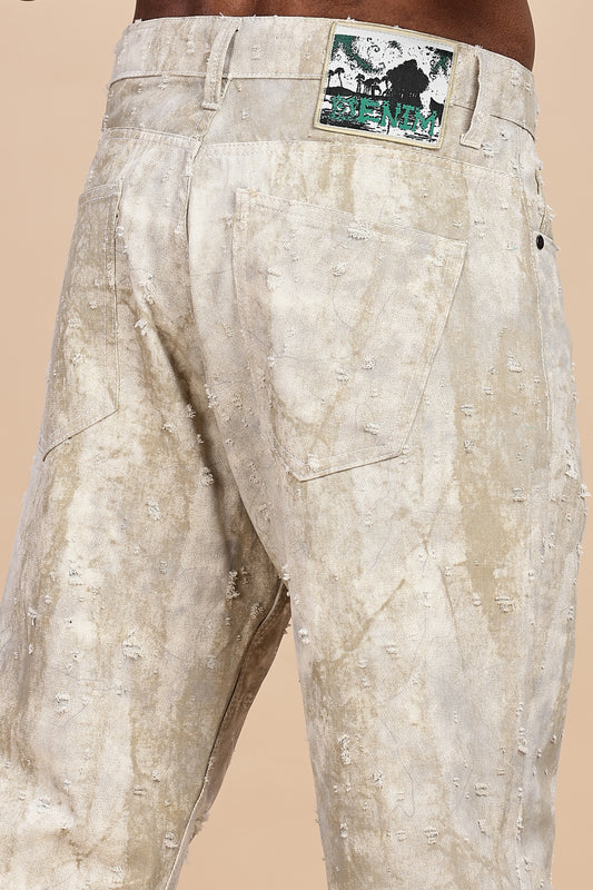 Sandstorm Distressed Earth-Tone Denim Jeans