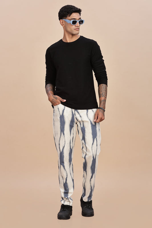 Wave-Dye Indigo Contrast Denim Jeans