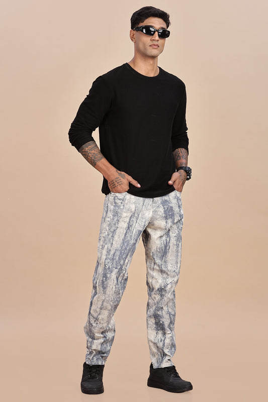 Ice-Washed Distressed Denim Jeans