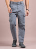 Men's Silver Grey Cargo Pants | Slim Fit Multi-Pocket Utility Trousers