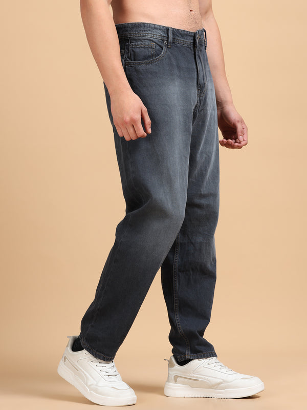 Men's Grey Relaxed Fit Denim Jeans | Soft Straight Fit Everyday Wear