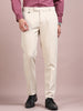 Men's Cream Slim Fit Formal Trousers | Office Wear Stretch Pants