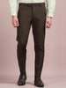 Men's Dark Brown Slim Fit Formal Trousers | Office Wear Stretch Pants