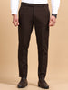 Men's Dark Brown Slim Fit Formal Trousers | Office Wear Stretch Pants