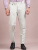 Men's Off White Slim Fit Formal Trousers | Office Wear Stretch Pants