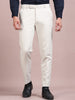 Men's Off White Slim Fit Formal Trousers | Office Wear Stretch Pants