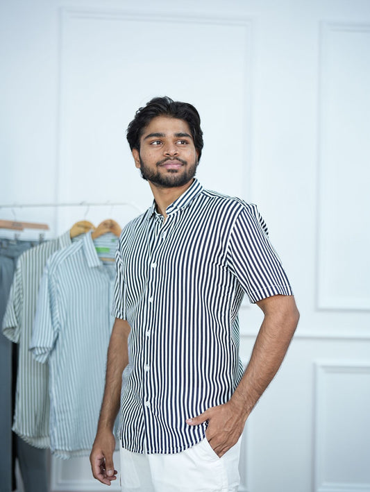 Midnight pinstripe classic ( white & black )