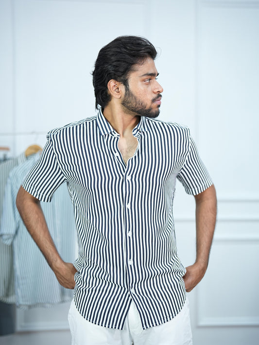 Midnight pinstripe classic ( white & black )